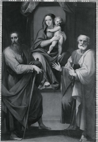 Sotheby's — Cesari Giuseppe - sec. XVII - Madonna con Bambino in trono tra san Paolo e san Pietro — insieme